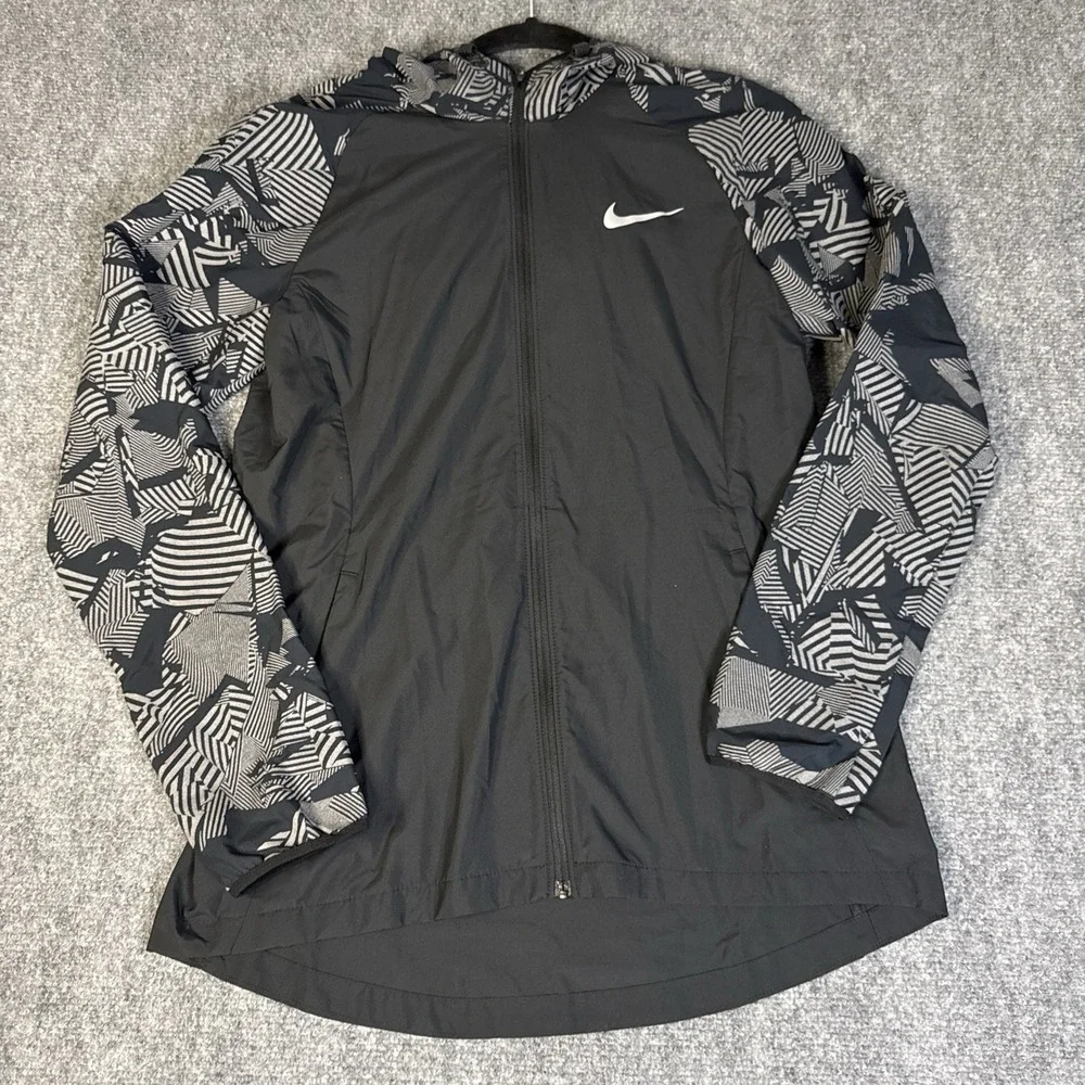 Nike Women's Running Flash Reflective Jacket Black Size Small Back Vented Hooded